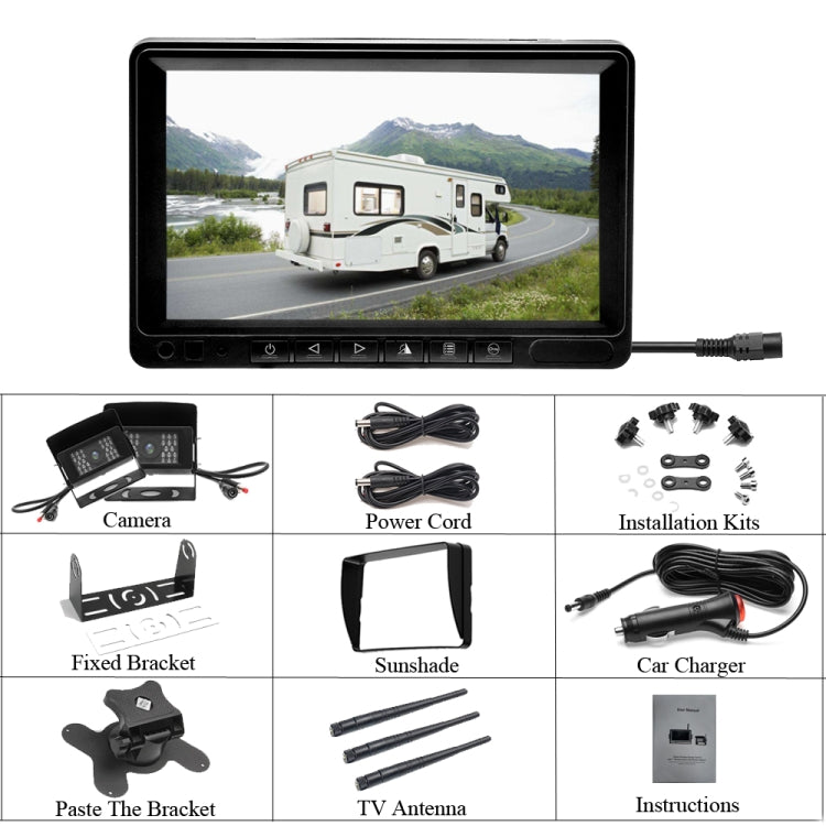 K0232 7 inch 140 Degrees Wide Angle HD Car Rear View Backup Dual Cameras Rearview Monitor Split Screen, K0232 K0232 7 inch 140 Degrees Wide Angle HD Car Rear View Backup Dual Cameras Rearview Monitor Split Screen, K0232